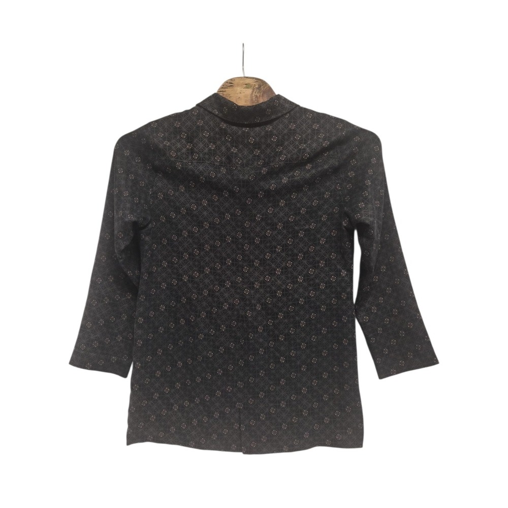 Tommy Bahama Long Sleeve Shirt Geometric Floral Pattern Black Brown Size L Silk - Picture 4 of 6